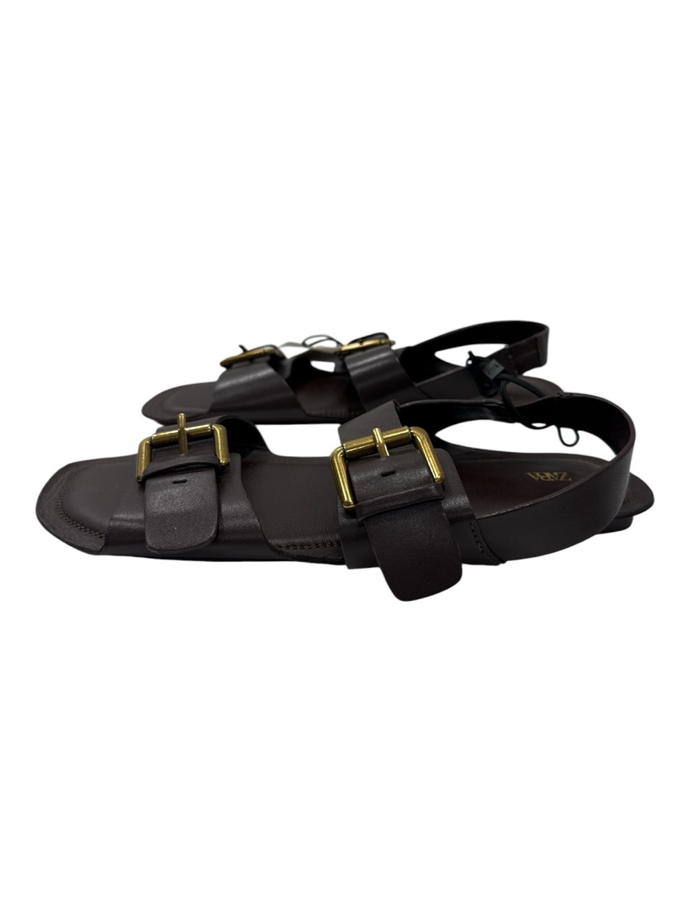 Zara LEATHER DOUBLE STRAP BAREFOOT SANDALS size 38 US 7.5 - Picture 4 of 9